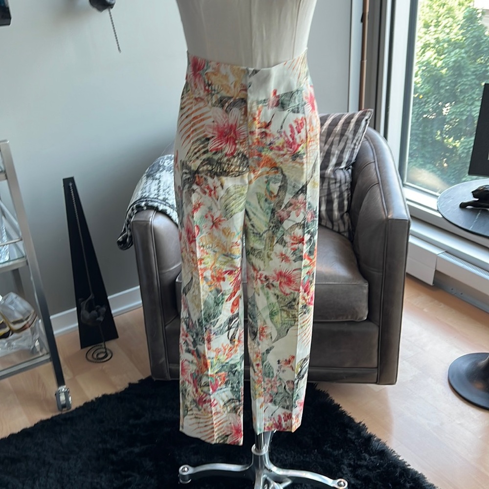 New Karen Harman Stretch Cotton Floral Print Trouser Pants Size 12